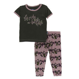 KicKee Pants Print Short Sleeve Pajama Set - Raisin Grape Vines