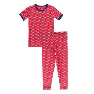 KicKee Pants Print Short Sleeve Pajama Set - Red Ginger Mini Trees