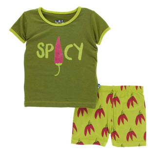 KicKee Pants Print Short Sleeve Pajama Set with Shorts - Meadow Chili Peppers