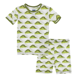 KicKee Pants Print Short Sleeve Pajama Set with Shorts - Natural Caterpillars