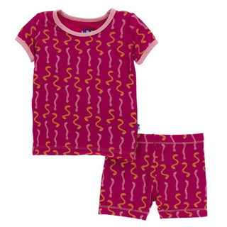 KicKee Pants Print Short Sleeve Pajama Set with Shorts - Rhododendron Worms
