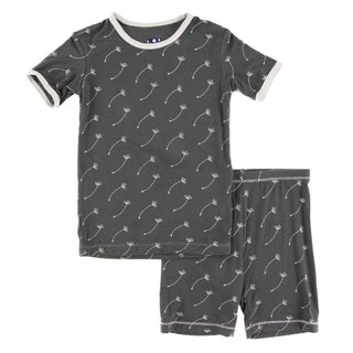 KicKee Pants Print Short Sleeve Pajama Set with Shorts - Stone Dandelion Seeds