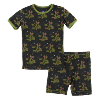 KicKee Pants Print Short Sleeve Pajama Set with Shorts - Zebra Venus Flytrap