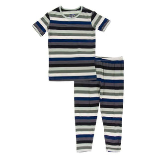 KicKee Pants Print Short Sleeve Pajama Set - Zoology Stripe