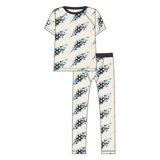 KicKee Pants Print Short Sleeve Sport Pajama Set - Natural Soccer Splash