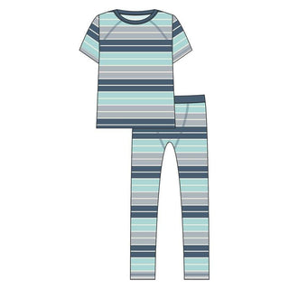 KicKee Pants Print Short Sleeve Sport Pajama Set - Sport Stripe