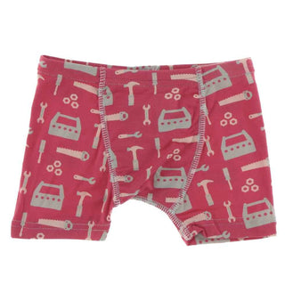 KicKee Pants Print Single Boys Boxer Brief - Flag Red Construction