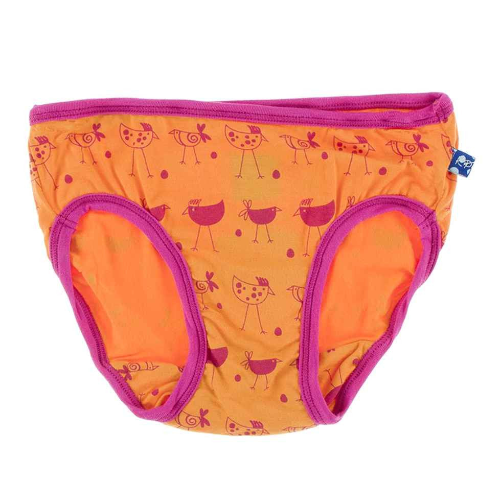 KicKee Pants Bamboo Girls Single Underwear - Apricot Chickens
