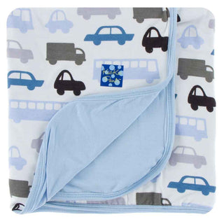 KicKee Pants Print Stroller Blanket Natural Cars and Trucks, One Size