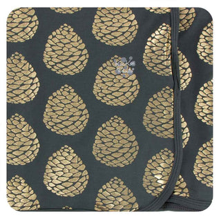 KicKee Pants Print Swaddling Blanket - Pewter Pinecones, One Size