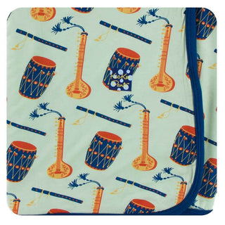 KicKee Pants Print Swaddling Blanket - Pistachio Indian Instruments, One Size