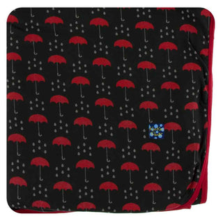 KicKee Pants Print Throw Blanket - Umbrellas and Rain Clouds, One Size