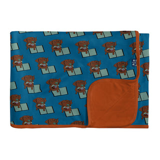 KicKee Pants Print Toddler Blanket - Cerulean Blue Dog Ate My Homework - One Size