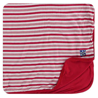 Print Bamboo Toddler Blanket - Crimson Candy Cane Stripe, One Size Swaddling & Receiving Blankets