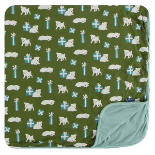 KicKee Pants Print Toddler Blanket - Moss Puppies and Presents, One Size