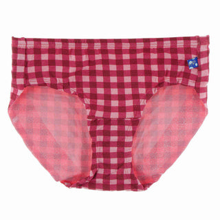KicKee Pants Print Womens Underwear, Flag Red Gingham