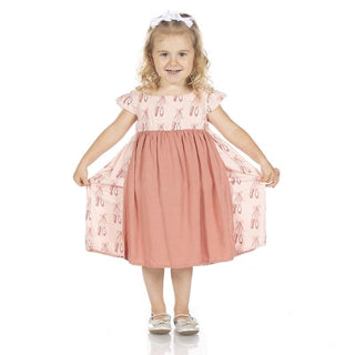 KicKee Pants Print Woven Garden Dress with Apron - Baby Rose Ballet