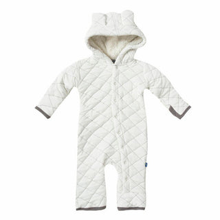 KicKee Pants Quilted Hoodie Coverall with Sherpa-Lined Hood, Natural with Rain