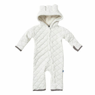 Solid Bamboo Quilted Hoodie Coverall with Sherpa-Lined Hood, Natural with Rain Baby & Toddler Sleepwear
