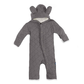 Solid Bamboo Quilted Hoodie Coverall with Sherpa-Lined Hood, Rain with Natural Trim Baby & Toddler Sleepwear
