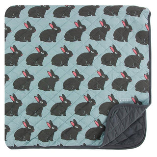 KicKee Pants Quilted Toddler Blanket - Jade Forest Rabbit/Stone