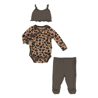 KicKee Pants Ruffle Kimono Newborn Gift Set with Elephant Gift Box - Suede Cheetah Print