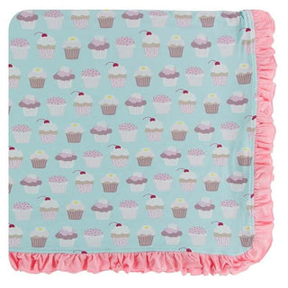 Ruffle Toddler Blanket - Summer Sky Cupcakes KicKee Pants