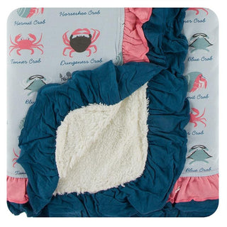 KicKee Pants Sherpa-Lined Double Ruffle Baby Stroller Blanket - Dew Crab Types