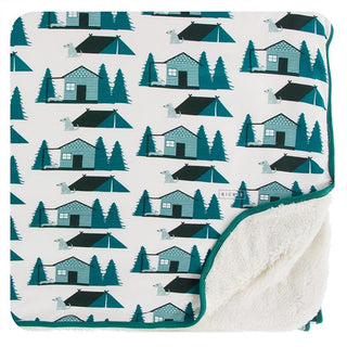 KicKee Pants Sherpa-Lined Throw Blanket - Natural Cabins and Tents