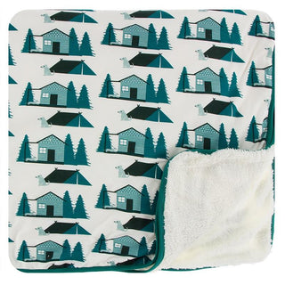 KicKee Pants Sherpa-Lined Toddler Blanket - Natural Cabins and Tents