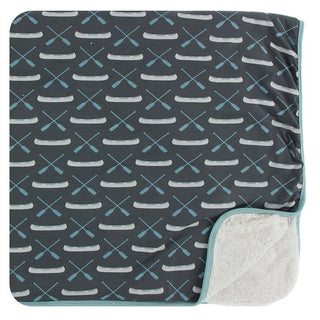 KicKee Pants Sherpa-Lined Toddler Blanket - Stone Paddles and Canoe