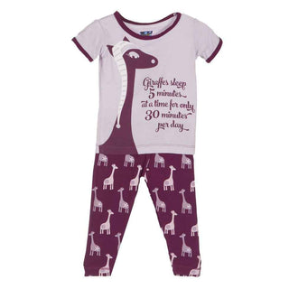 KicKee Pants Short Sleeve Girl's Pajama Set, Melody Giraffe