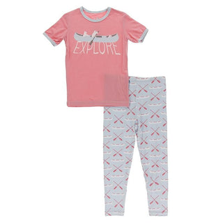 KicKee Pants Short Sleeve Graphic Tee Pajama Set - Dew Paddles and Canoe