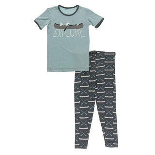 KicKee Pants Short Sleeve Graphic Tee Pajama Set - Stone Paddles and Canoe