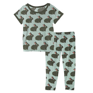 KicKee Pants Short Sleeve Pajama Set - Jade Forest Rabbit