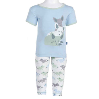 KicKee Pants Short Sleeve Pajama Set, Natural Desert Fox