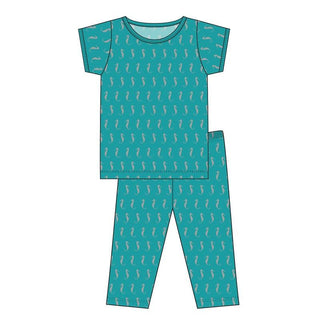 KicKee Pants Short Sleeve Pajama Set - Neptune Mini Seahorses