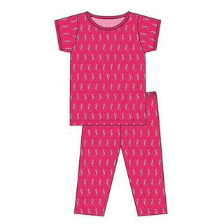 KicKee Pants Short Sleeve Pajama Set - Prickly Pear Mini Seahorses