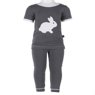 KicKee Pants Short Sleeve Pajama Set, Stone Bunny