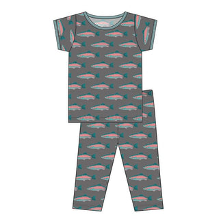 KicKee Pants Short Sleeve Pajama Set - Stone Rainbow Trout