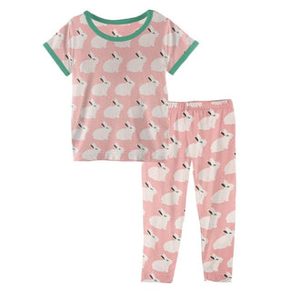 KicKee Pants Short Sleeve Pajama Set - Strawberry Forest Rabbit