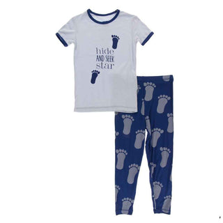 KicKee Pants Short Sleeve Piece Print Pajama Set - Flag Blue Bigfoot