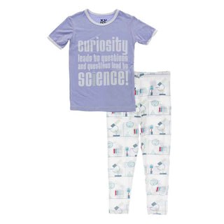 KicKee Pants Short Sleeve Piece Print Pajama Set - Natural Chemistry Lab