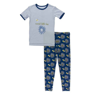 KicKee Pants Short Sleeve Piece Print Pajama Set - Navy Cornflower and Bee