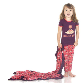 KicKee Pants Short Sleeve Piece Print Pajama Set - Red Ginger Aliens with Flying Saucers