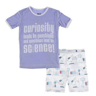 KicKee Pants Short Sleeve Piece Print Pajama Set with Shorts - Natural Chemistry Lab