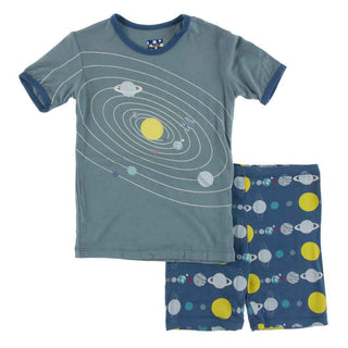 KicKee Pants Short Sleeve Piece Print Pajama Set with Shorts - Twilight Planets