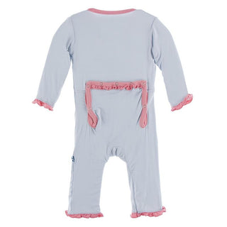 KicKee Pants Solid Classic Ruffle Coverall with Zipper 21S1 - Dew with Strawberry