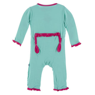 KicKee Pants Solid Classic Ruffle Coverall with Zipper 21S1 - Glass with Prickly Pear