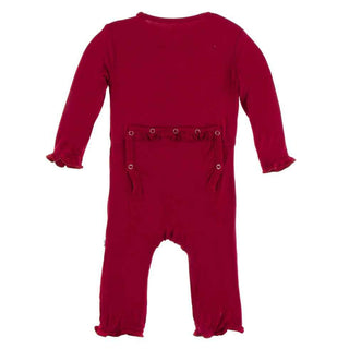 KicKee Pants Solid Classic Ruffle Coverall with Zipper - Crimson WC20